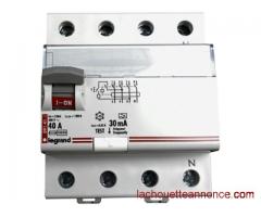 Disjoncteur différentiel Legrand 4 mod. 4 pôles, 40A/30mA, 400 V chez MONSIEUR-OUTILLAGES.COM